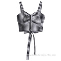 Women Slim Plaid Pattern Sleeveless Sexy Vest